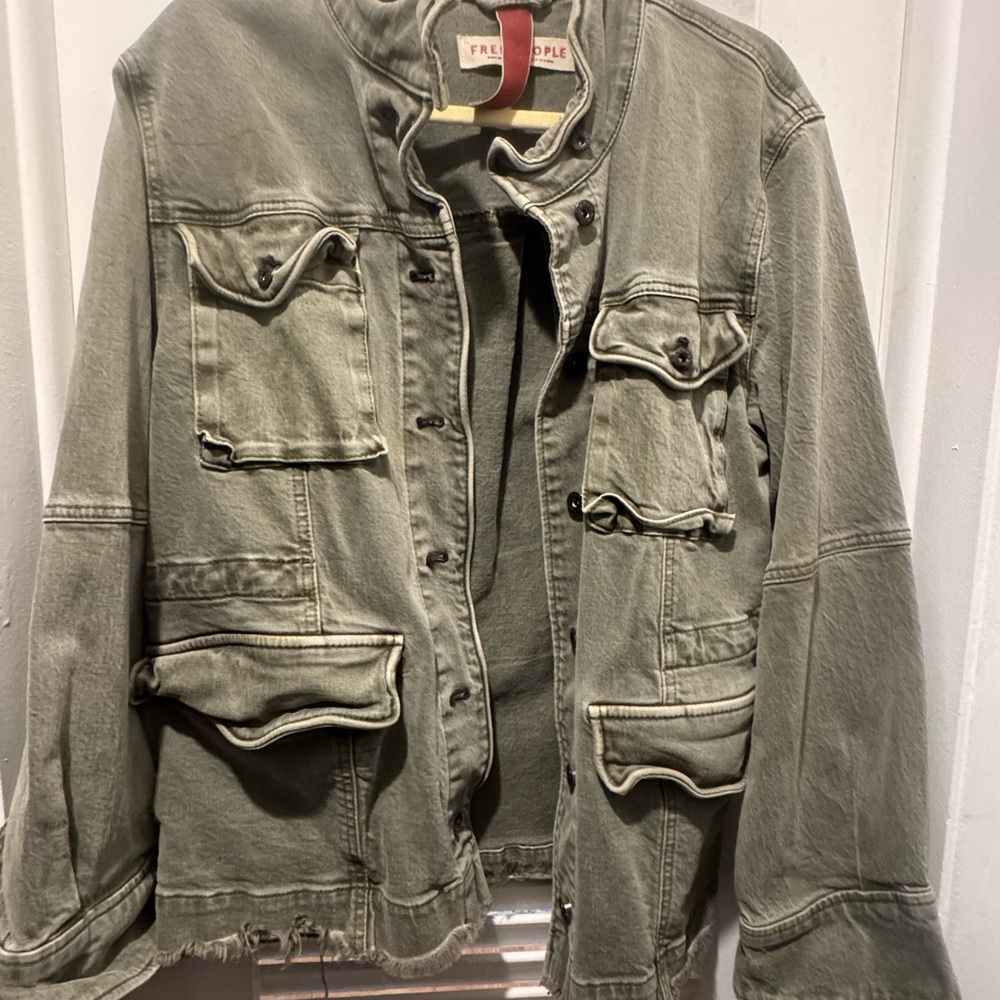 Free People Olive Military Utility Jacket